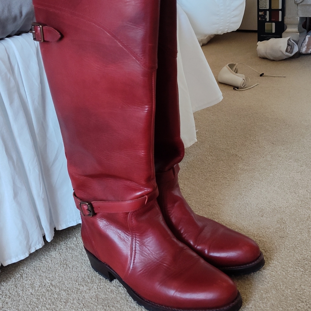 Frye leather and rabbit fur boots